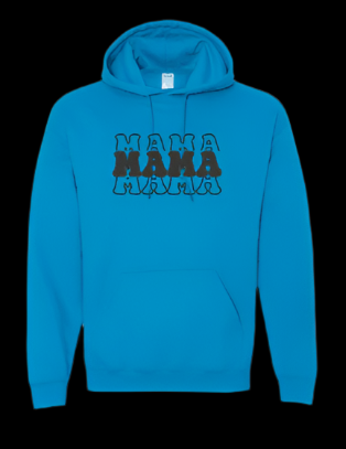 Beautifully embroidered Mama Hoodie, Sweatshirt, Custom Hoodies Sapphire Blue