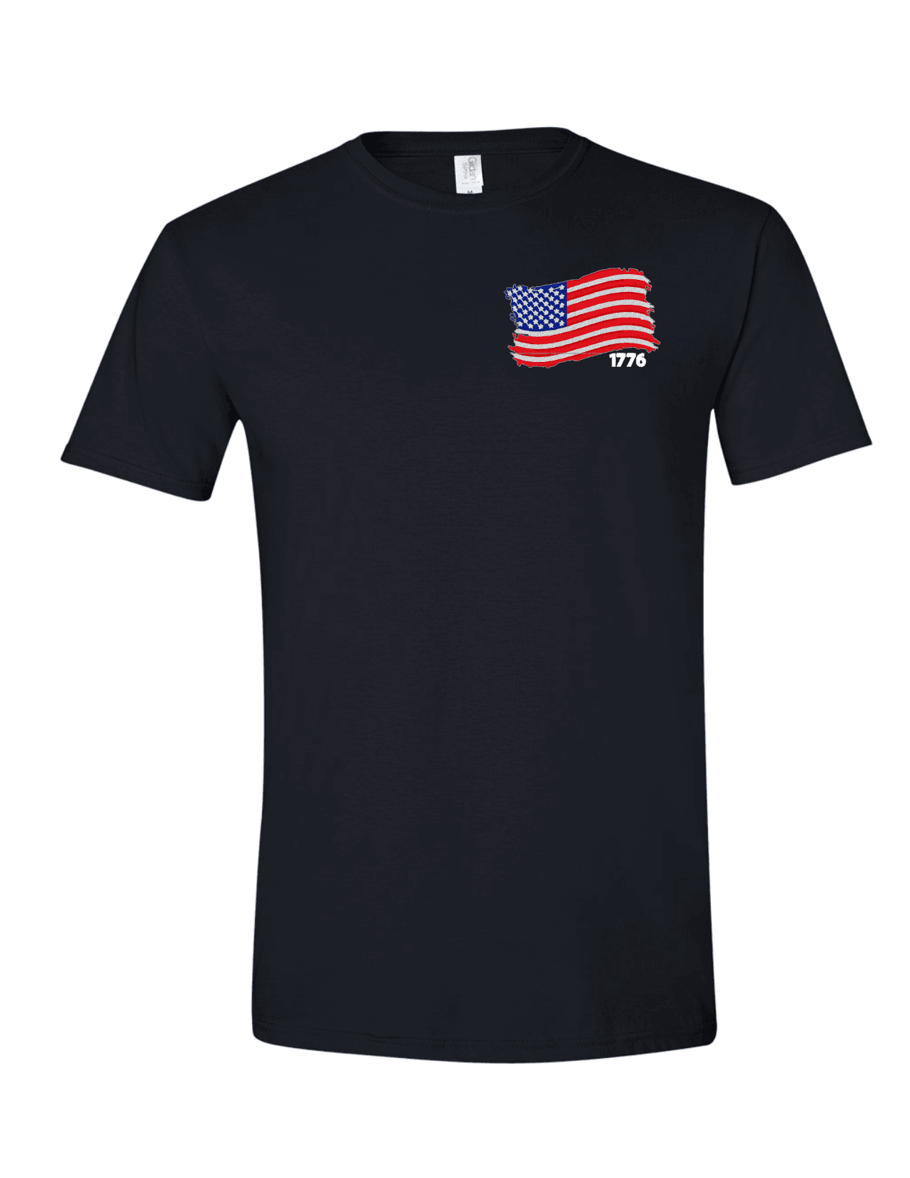 1776 American Flag Embroidered T-Shirt, Men's Women's Shirt, Custom Shirts Black