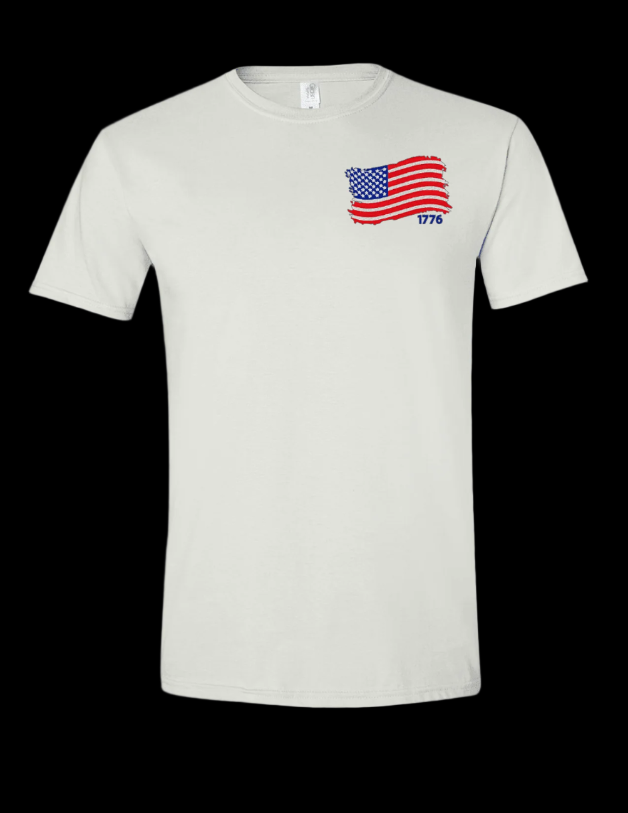 1776 American Flag Embroidered T-Shirt, Men's Women's Shirt, Custom Shirts White