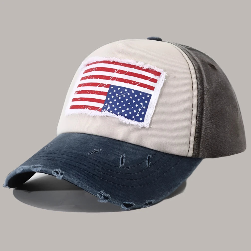 Designer USA Flag Embroidered Baseball Cap Bone Vintage 5 Panel Hats for Women/Men Hats Bucket Hats Adjustable Hats |<Blue Diamond Creations> STYLE04 Adjustable