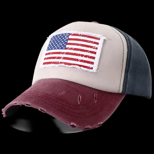 Designer USA Flag Embroidered Baseball Cap Bone Vintage 5 Panel Hats for Women/Men Hats Bucket Hats Adjustable Hats |<Blue Diamond Creations> STYLE03 Adjustable