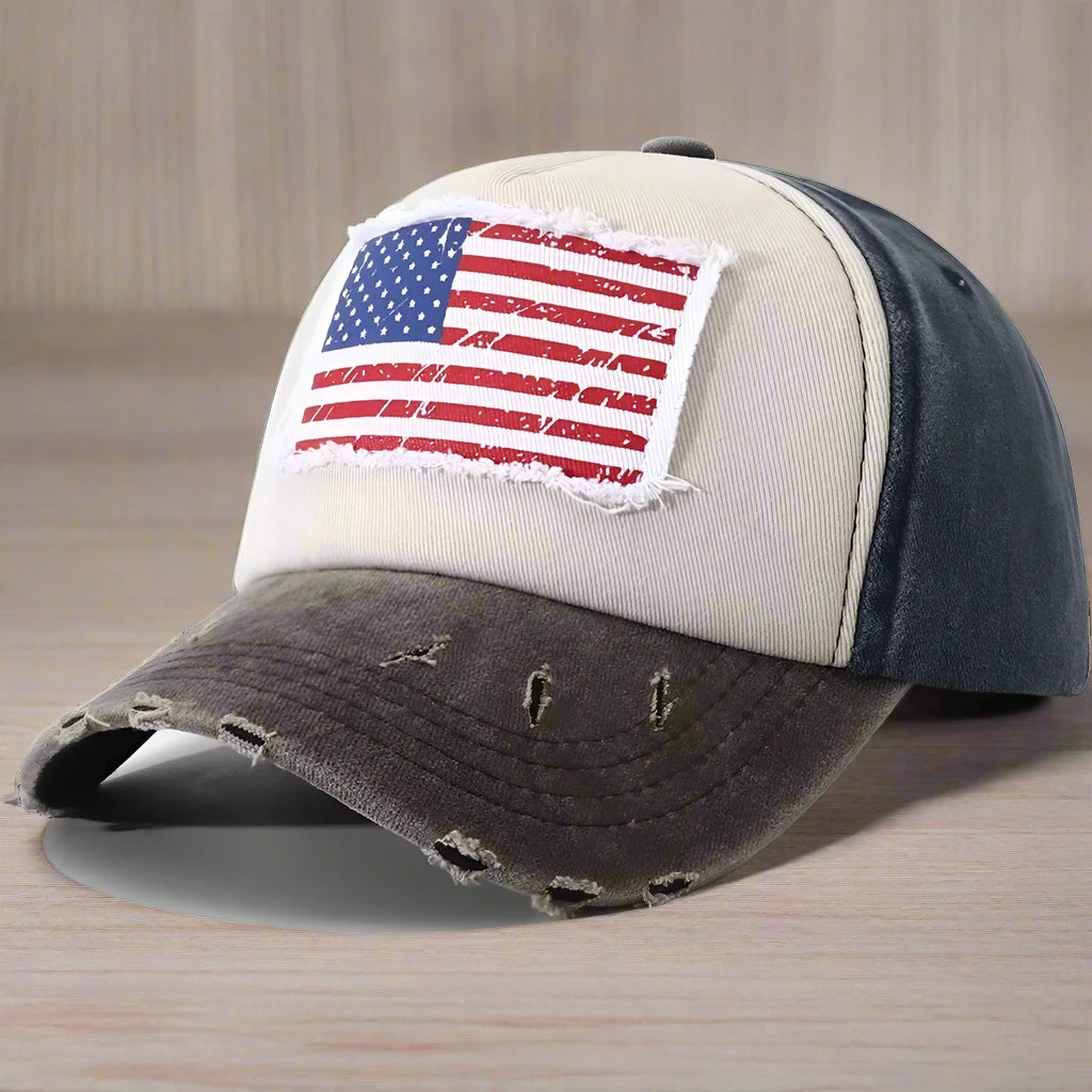 Designer USA Flag Embroidered Baseball Cap Bone Vintage 5 Panel Hats for Women/Men Hats Bucket Hats Adjustable Hats |<Blue Diamond Creations> STYLE01 Adjustable