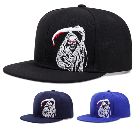 Death Scythe Embroidered Hats Men/Women Baseball Caps Hip Hop Snapback Hats Trucker Hats |<Blue Diamond Creations>