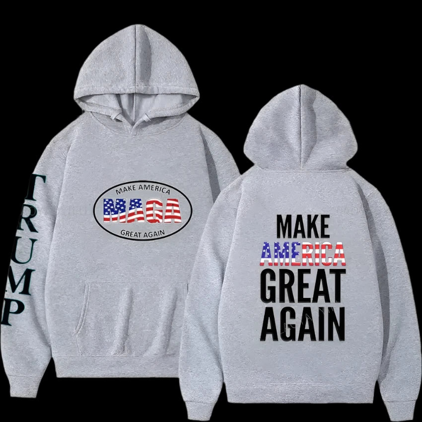 2024 Trump Hoodies MAGA Graphic Sweatshirt for Men & Women gray083076