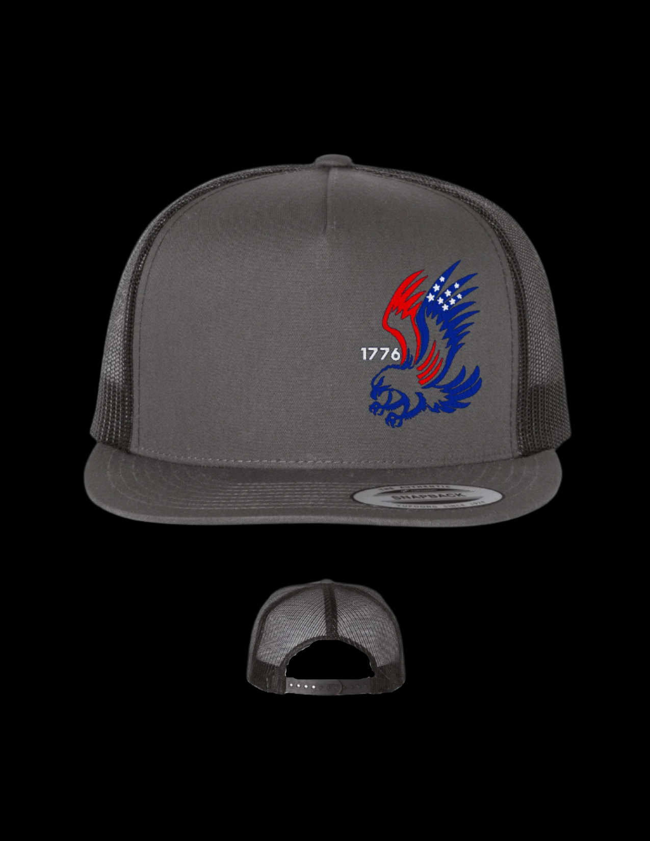 1776 embroidered hats custom near me for Men/Women Charcoal Black