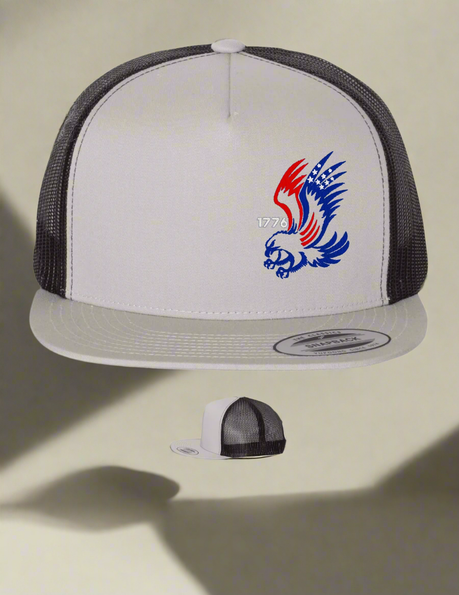 1776 embroidered hats custom near me for Men/Women Silver Black