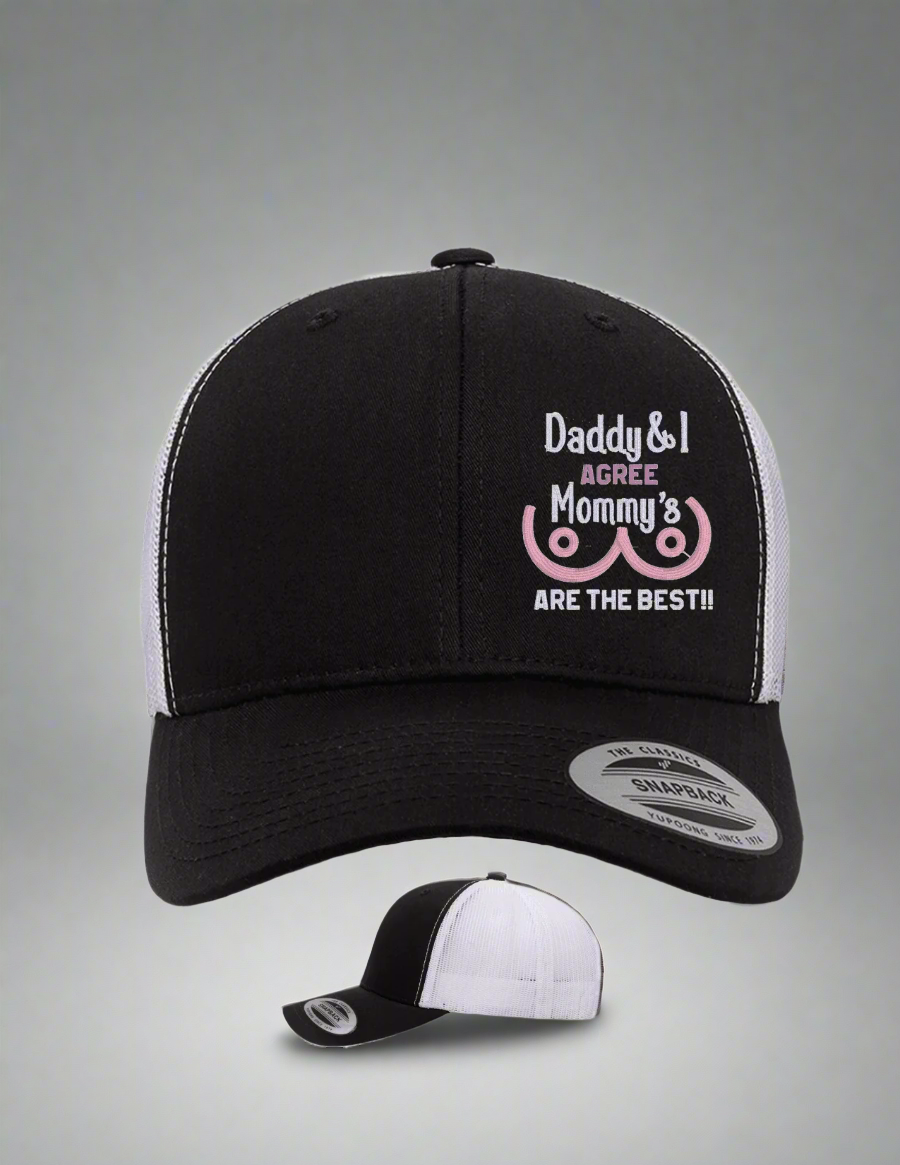 Embroidered Hat Daddy & I Agree Men's Hats, Snapback Hat, Trucker Hats |<Blue Diamond Creations> Black White