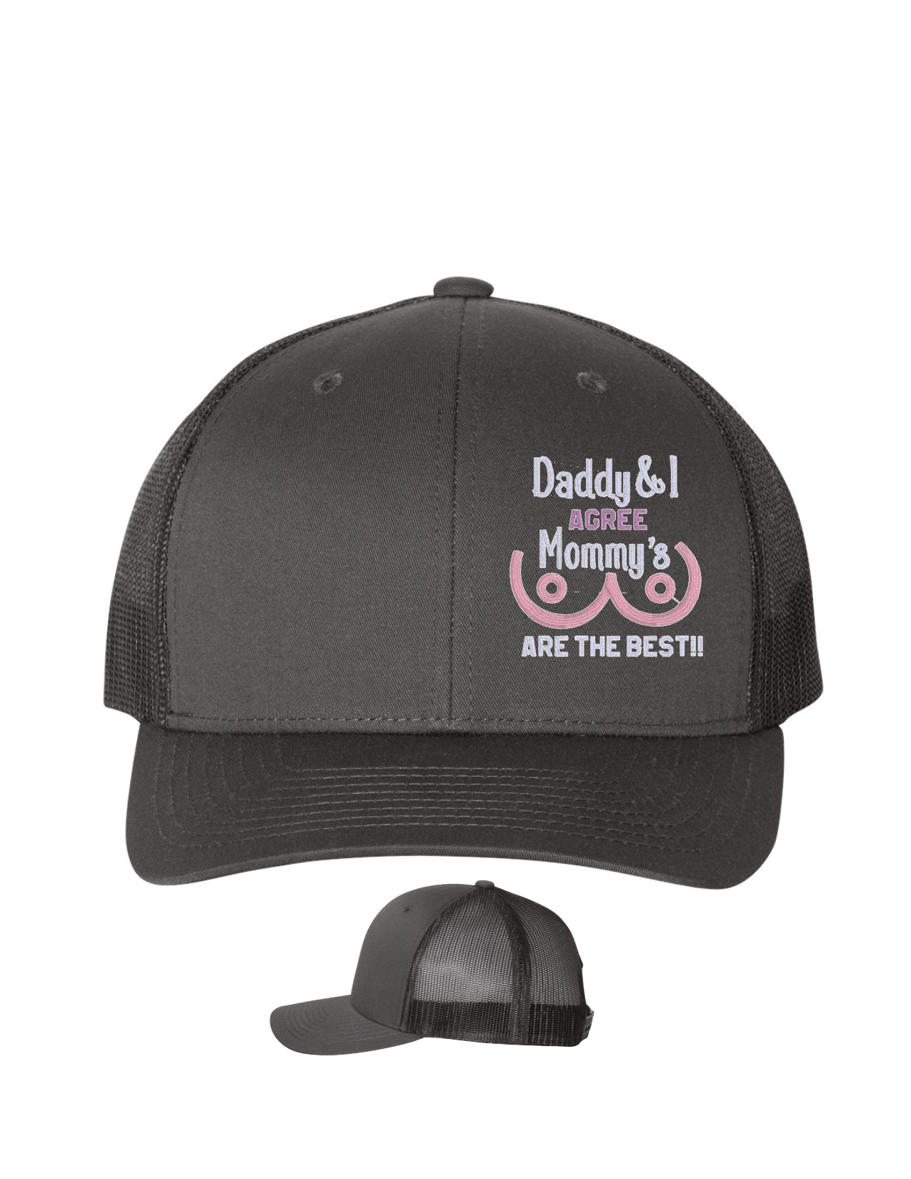 Embroidered Hat Daddy & I Agree Men's Hats, Snapback Hat, Trucker Hats |<Blue Diamond Creations> Charcoal Black