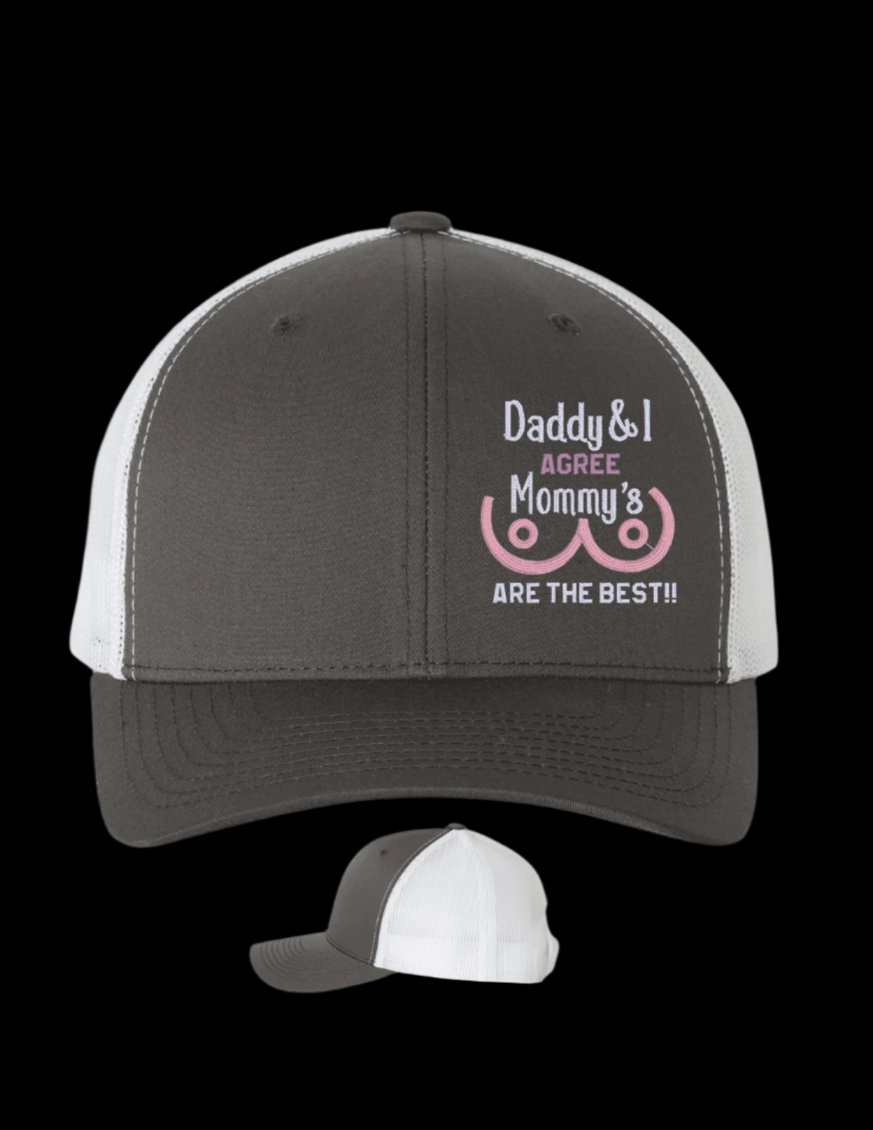 Embroidered Hat Daddy & I Agree Men's Hats, Snapback Hat, Trucker Hats |<Blue Diamond Creations> Grey White